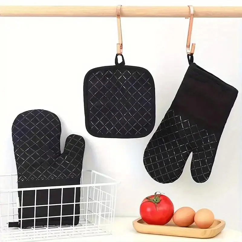 Silicone Oven Mitts & Pot Holder Set, 1 Set Heat Resistant Gloves & Heat Insulation Pad, Non-slip Oven Mitts for Baking, Cooking, Kitchen Supplies 3