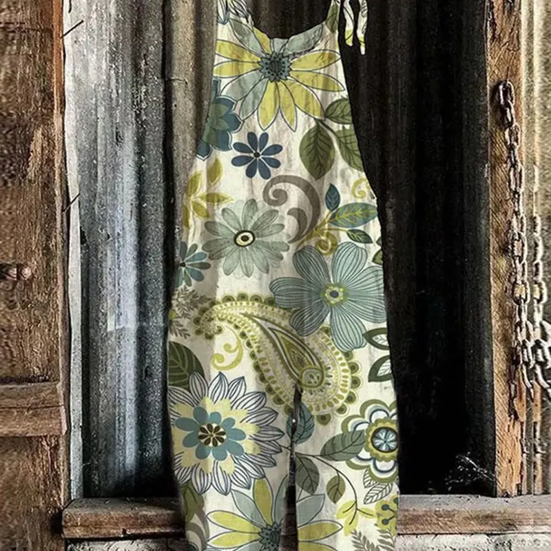 Áo Jumpsuit Quần Thường Ngày Thoải Mái Cho Nữ, Với Họa Tiết In Thời Trang, Dây Treo In 3D, Phong Cách Cổ Điển Ngoại Cỡ, Áo Jumpsuit Quần, Xu Hướng Quốc Tế, Áo Cho Nữ Women 1