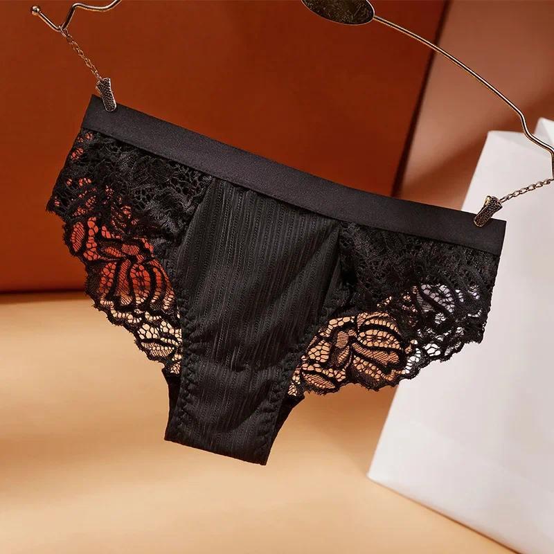 Product Introduction of Fashion Women Lace Flowers Panties Underwear Soild Color Soft Briefs Breathable Seamless Lingerie Female Low Waist Underpants 7