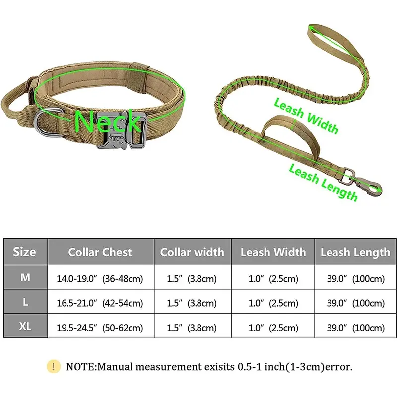 Tactical Dog Leash Collars  Adjustable Nylon Military Dog Collar Leads For Medium Large Dogs German Shepherd Training Hunting 2