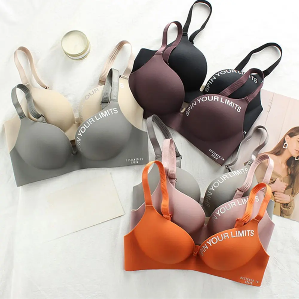 British Letters Small Boobs Push-up Student Lingerie Ladies One-piece Seamless Underwire Bra for Girls