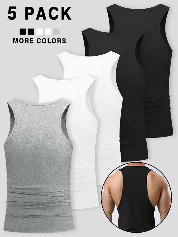 Men's Solid Color Tank Top, Breathable Comfortable Sleeveless Top for Daily Wear, Men's Top for Summer 1