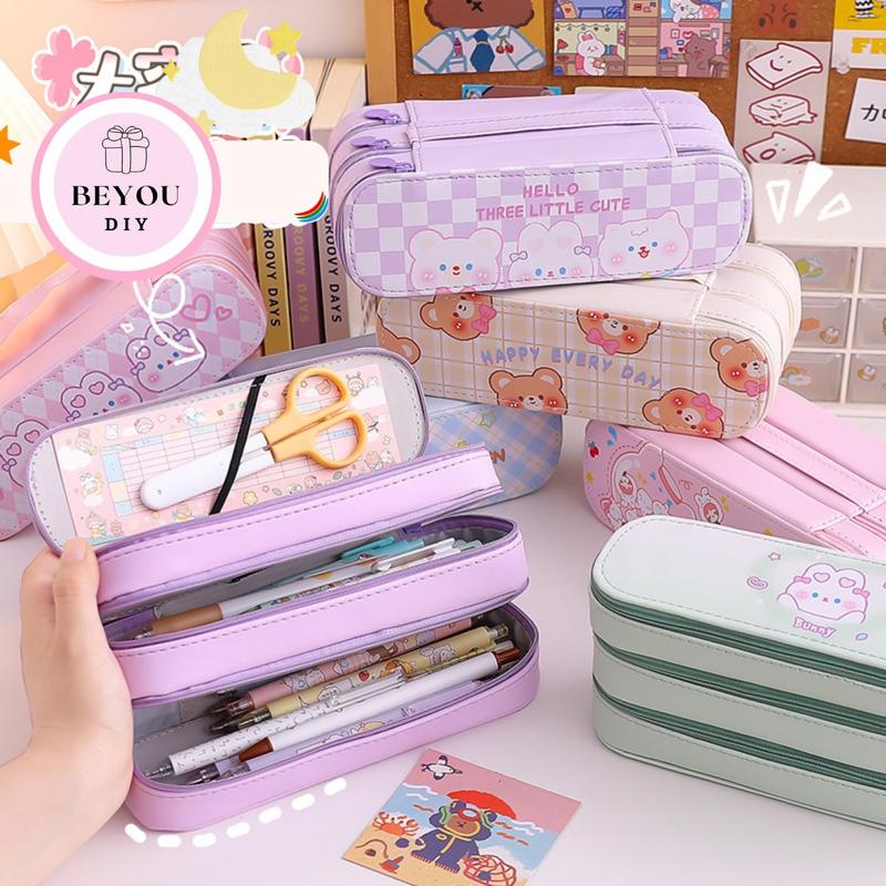 Hộp Bút Nhiều Tầng Bằng Da PU, Hộp Đựng Bút Nhiều Ngăn - BEYOU