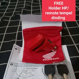 Gembok cakram AHM original 100% ANTI MALING | bisa untuk semua jenis motor | Free Holder Hp/Remote tempel dinding