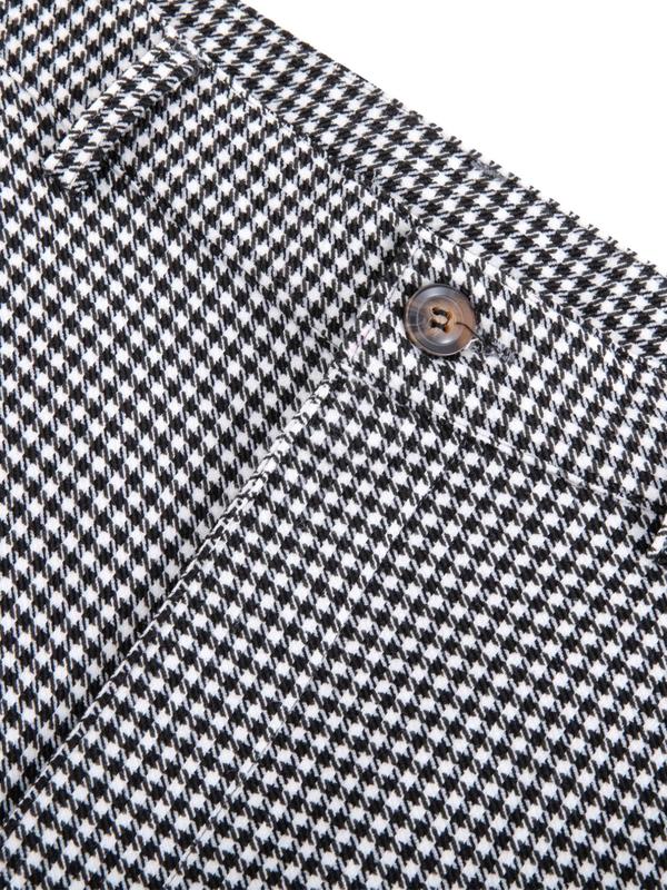 Men's Houndstooth Print Pocket Button Fly Pants, Streetwear Business Formal Slim Fit Pants For Work Office, Summer Outfits 2024, Men's Trousers For All Seasons 2