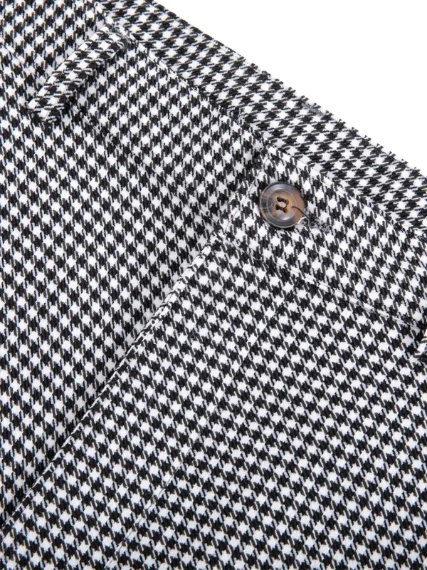 Men's Houndstooth Print Pocket Button Fly Pants, Streetwear Business Formal Slim Fit Pants For Work Office, Summer Outfits 2024, Men's Trousers For All Seasons 2