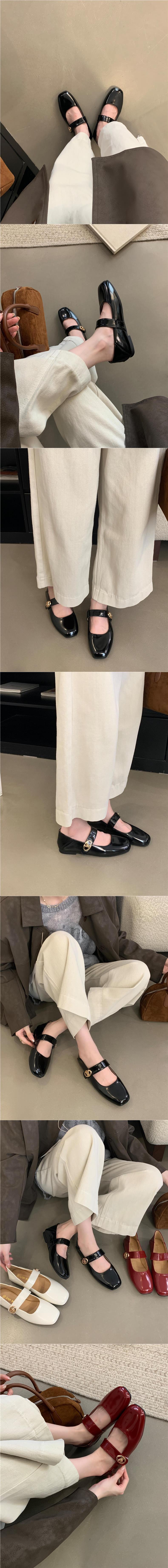 Product Introduction of Fall 2025 New French Retro Square Toe with Velcro Mary Jane Shallow Mouth Flat Pumps Women's Spring and Autumn 1