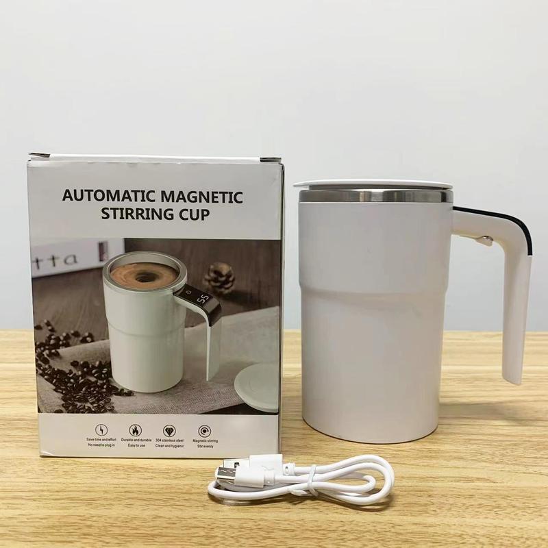 Rechargeable Magnetic Stirring Coffee Cup, 2 Counts Automatic Magnetic Stirring Coffee Cup with Lid, Household Kitchen Appliances for Home Office Use 6