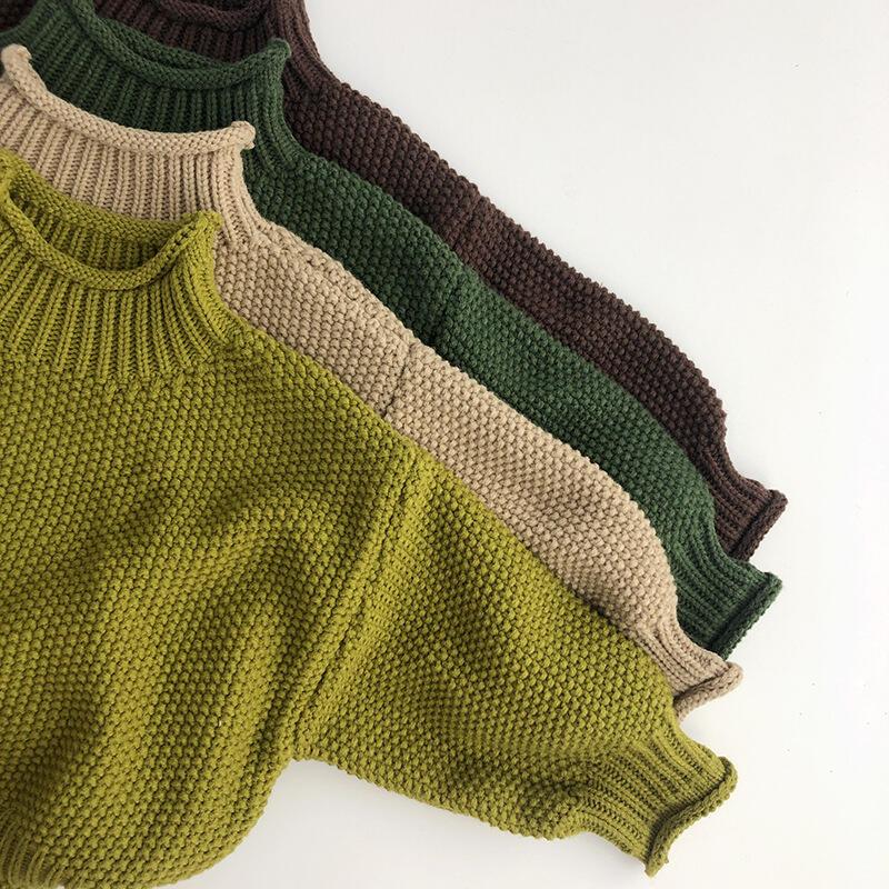 Product Introduction of Winter Kids Sweater Vintage Boys Knitwear Solid Turtleneck Girls Sweaters 6