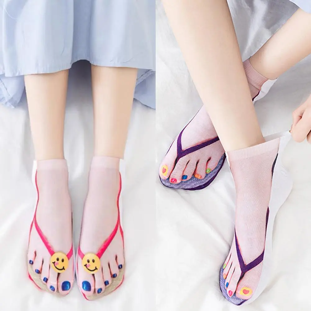 Flip Flops 3d Digital Printing Socks Funny Summer Couple's Socks Personalized Y1J8