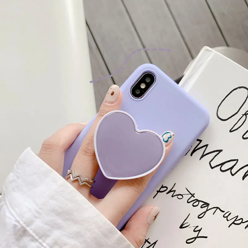 Popular Heart Shaped Phone Socket Holder Finger Grip Bracket Support Telephone for IPhone Samsung Cellphone Pocket Socket Stand