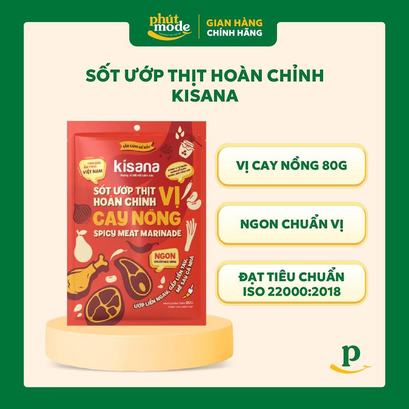 Sốt ướp hoàn chỉnh vị cay nồng Kisana 80g - Gia vị ướp thịt nướng thơm ngon chuẩn vị nhà hàng 0