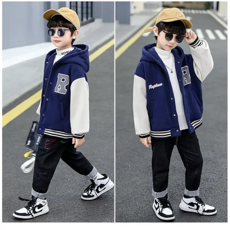 Jacket Varsity Bisbol Unisex Cowo Cewe Balita Remaja Usia 1 2 3 4 5 6 7 8 9 10 11 12 13 14 15 16 17 18 Tahun Th Bulan Model Import Bahan Fleece Hangat Tebal Cocok Dipakai Saat Musim Dingin Abu Biru Hitam Blue Kuning Merah Laki-Laki Bayi Perempuan 0