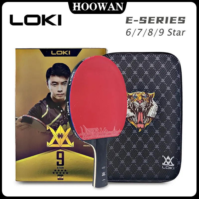 Raket Ping Pong Profesional, Loki, 7 / 8 / 9 Bintang, dengan Beg Asal, Raket Ping Pong Melekat Tinggi Gelung Serangan, Paddle Bilah Karbon, untuk Serangan Pantas dan Arka