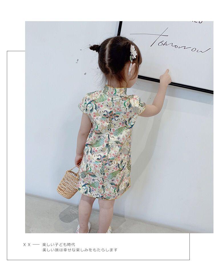 Product Introduction of Children's Clothing Girls' Summer New Children's Slim Fit Cheongsam and Dress Little Girl Princess Dress Chinese Style Retro Dress 5