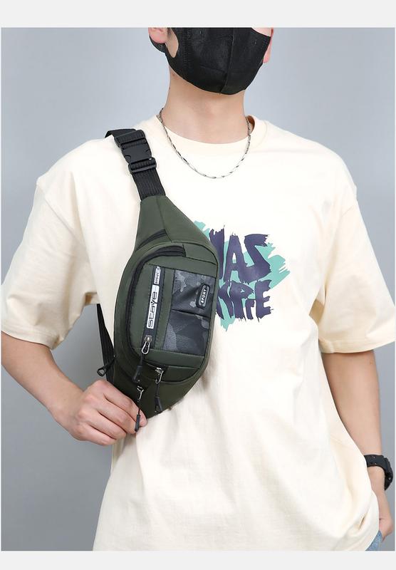 Product Introduction of Solid Color Men Chest Bag Outdoor Sports Waist Pack For Boys Multi Layered Design Crossbody Bags 11