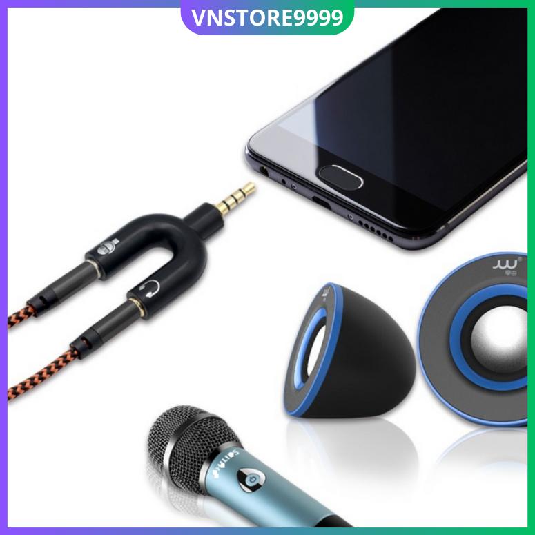 Jack chuyển đổi tai nghe 2 cổng 3.5mm sang 1 cổng 3.5mm cho âm thanh và micro Phụ Kiện