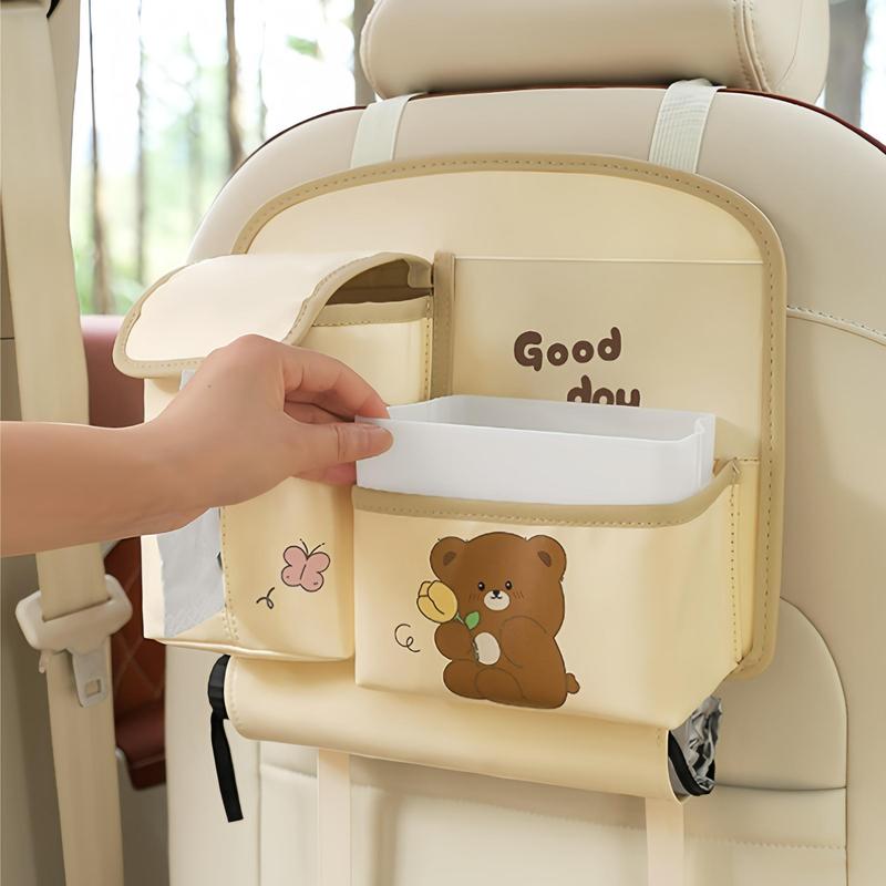 Product Introduction of Cartoon Pattern Car Seat Back Storage Bag, Multifunctional Car Seat Back Organizer, Car Interior Accessories for Car Stowing & Tidying 3