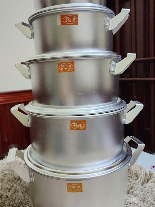 Bộ Nồi Nhôm Hải Phòng Hàng Dày Loại 1 Cao Cấp, Xoong nồi nhôm đủ kích thước nhỏ tới to, luộc gà thoải mái - Thương Hiệu Hà Phong
