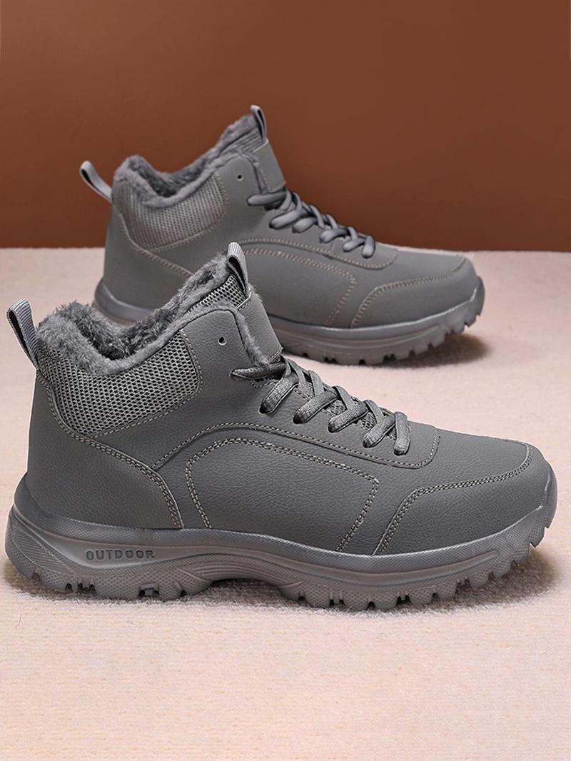 Product Introduction of Men's Winter Warm Thermal Lined Hiking Shoes, Casual Sporty Outdoor Walking Shoes, Male All-match Shoes for Daily Wear 3