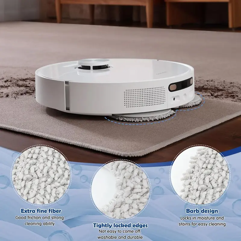 Cây Lau Nhà, Gói 10 Chiếc, Thích Hợp Cho Robot Hút Bụi Dreame L10s Ultra / L10s Pro Ultra / L20 Ultra / L10s Pro Ultra Heat / Xiaomi X10 +, Có Thể Giặt Được 3