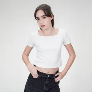 CELCIUS WOMAN Kaos Cropped Square Neckline LIN000203W Offwhite