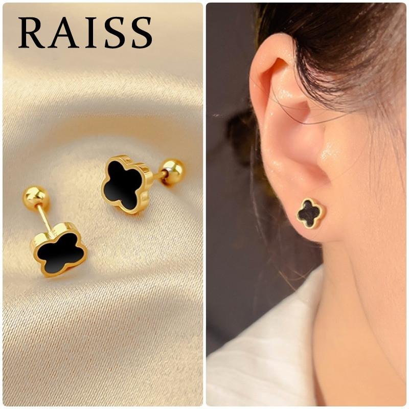 Bông Tai Titan Không Gỉ Mạ Vàng 24k Bông Tai Cỏ Bốn Lá Đinh Tán Tai Xỏ Lỗ Không Gây Dị Ứng