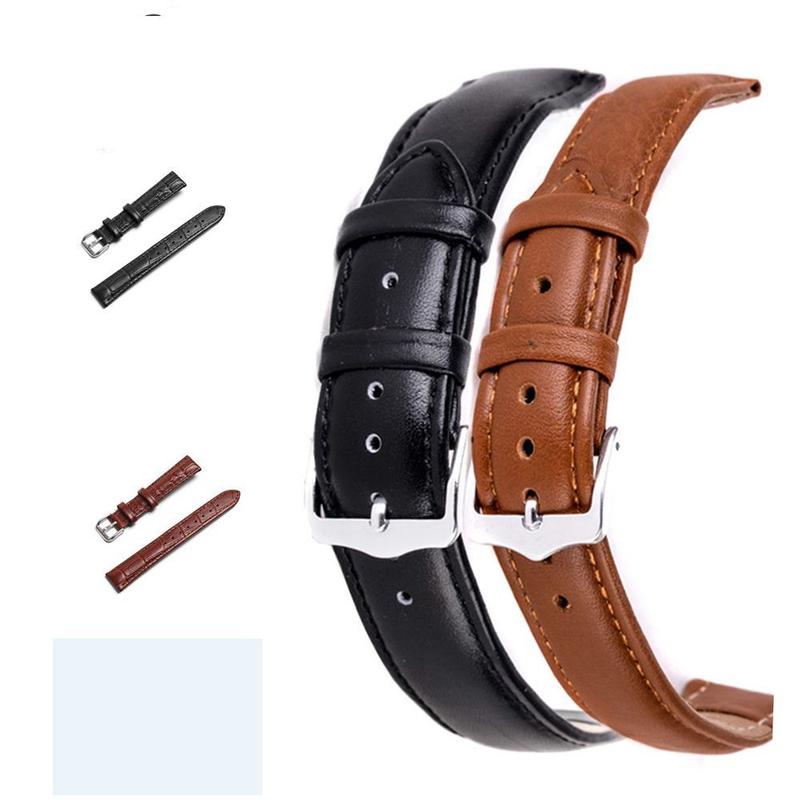 16mm 20mm 22mm Soft Steel Buckle  Leather Sweatband Watch Band Strap Wrist Watchband Sports Belt 1