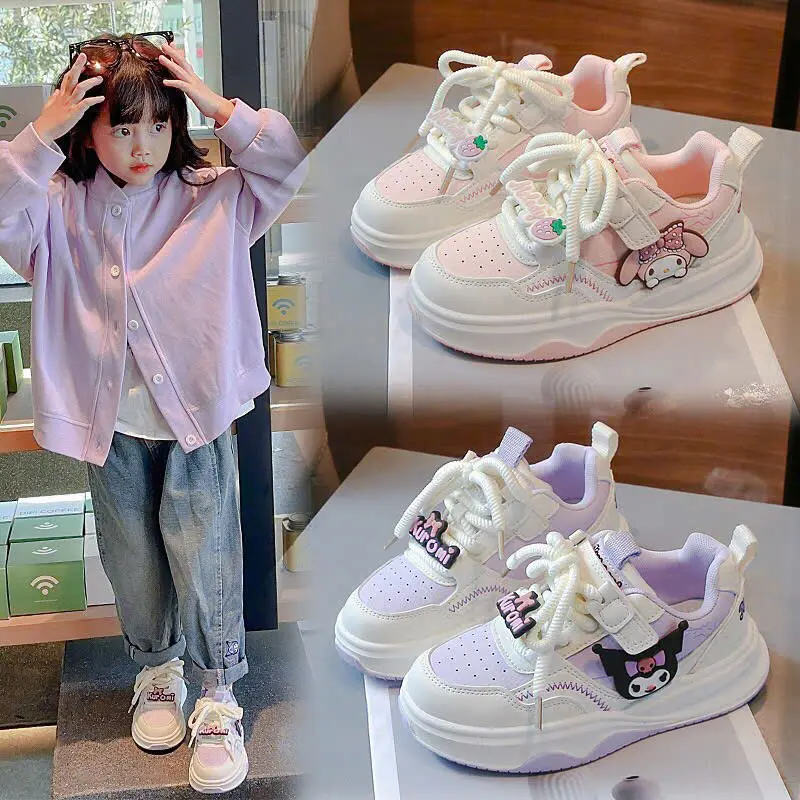 Giày thể thao 2 màu hình gấu KUROMI phiên bản mới + JINTU đế mềm, dây rút  cho bé trai và gái mã AM113 1