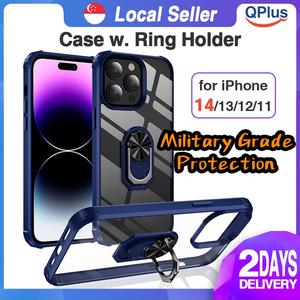 [SG] QPlus Strong Protective Case with Ring Holder and Phone Stand for iPhone 14/ 14 Pro/ 14 Plus/ 14 Pro Max/ 13/ 12/11