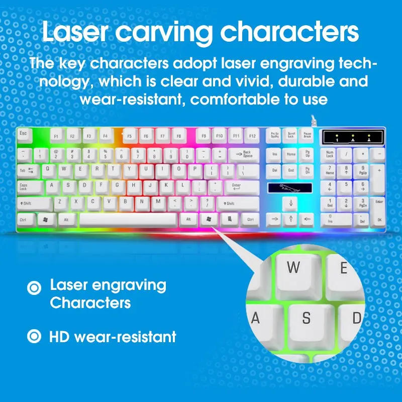 G12 Keyboard Gaming Set Gaming Mouse Keyboard Mechanical With RGB LED Waterproof For Pc keyboard hp Button Computer Peralatan 2