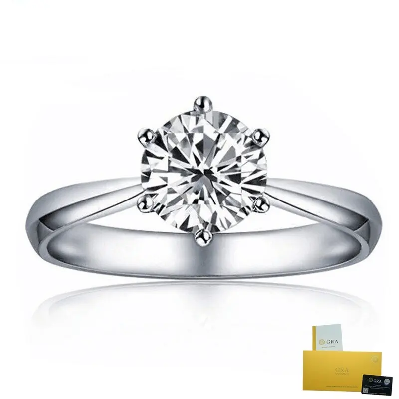 (with Gra Certificate)S925 Silver D-Color Moissanite 1 Karat Ring