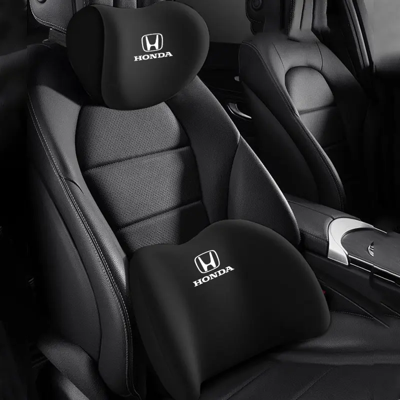 3D Memory Foam Car Logo Seat Headrest Lumbar Support Neck Cushion For Honda Mugen City Hatchback Civic fc fd Accord Jazz BRV HRV CRV Odyssey WRV Accessories