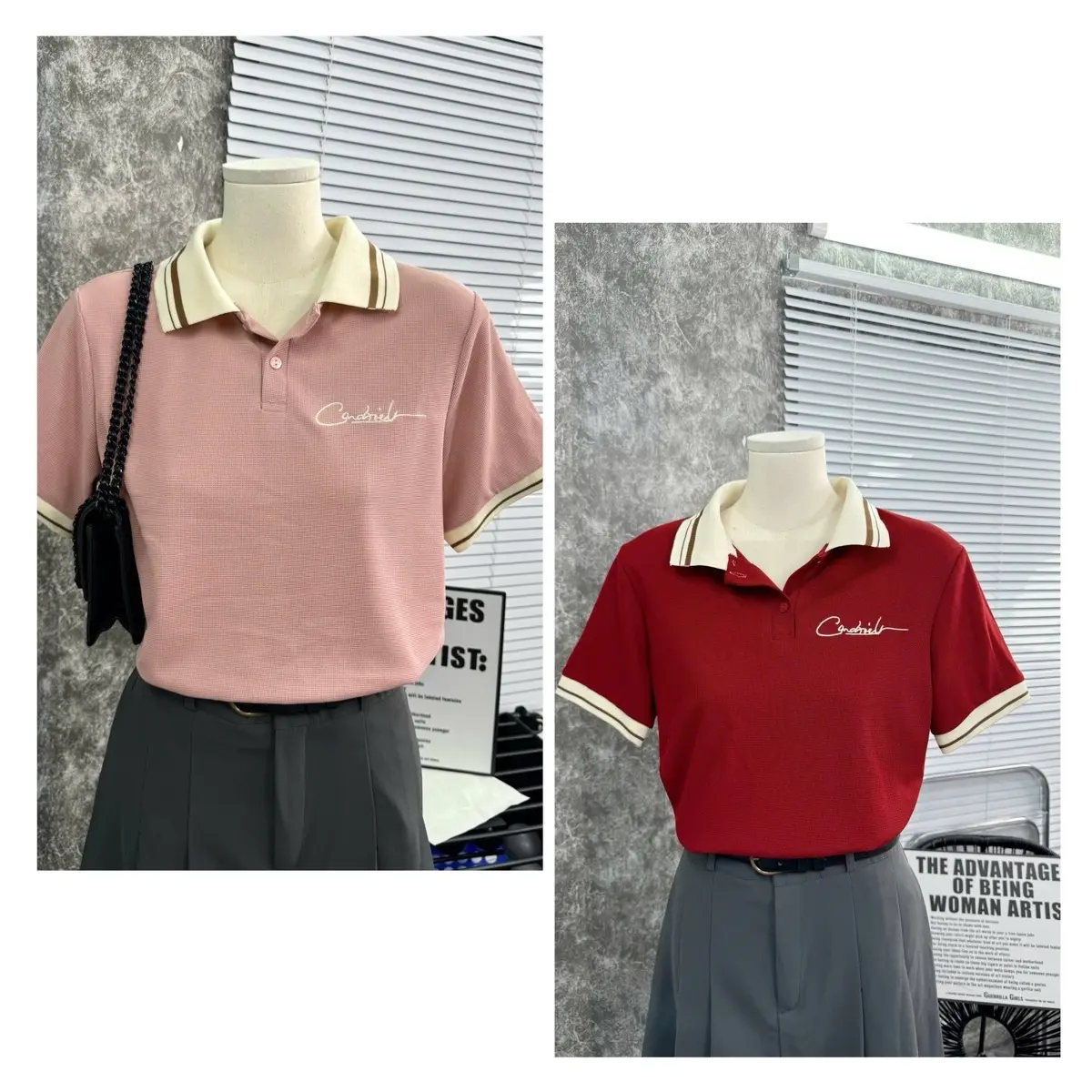 ( Combo 01 )Áo polo Nữ  LisTa Cotton kết hợp thêu chữ, Màu sắc thanh lịch, đơn giản,trẻ trung dễ Mix đồ_Big size 38-85kg   nữ Top Nhung Women Thun