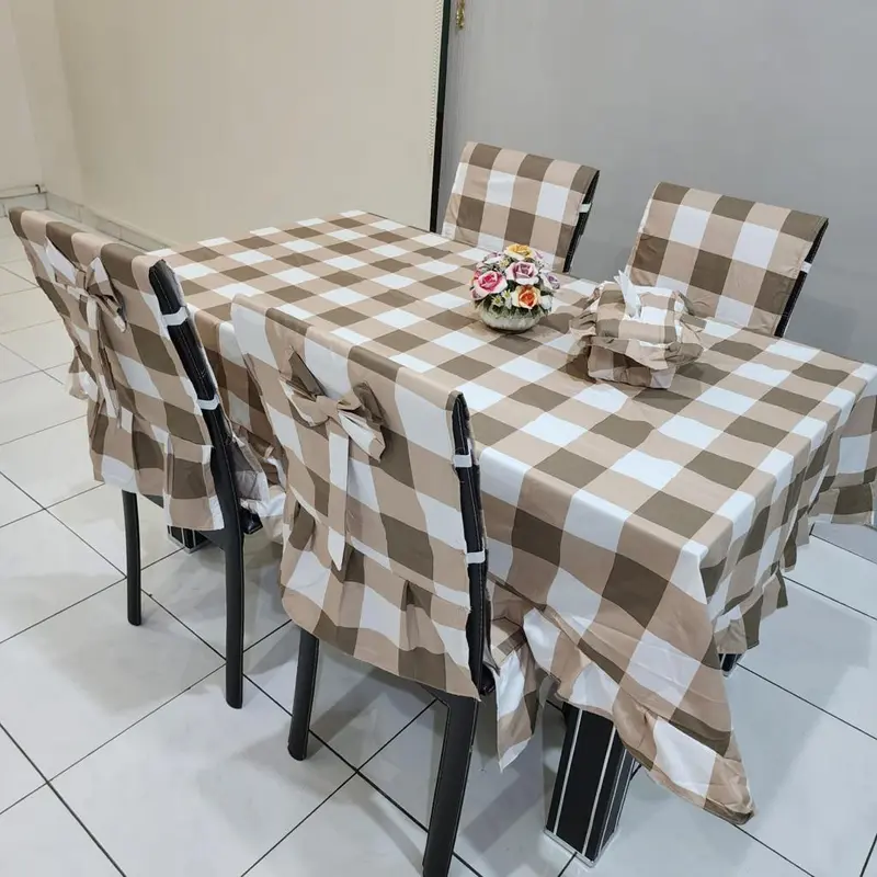 PAKET 4 SARUNG KURSI MAKAN TAPLAK MEJA SARUNG TISU LENGKAP 3
