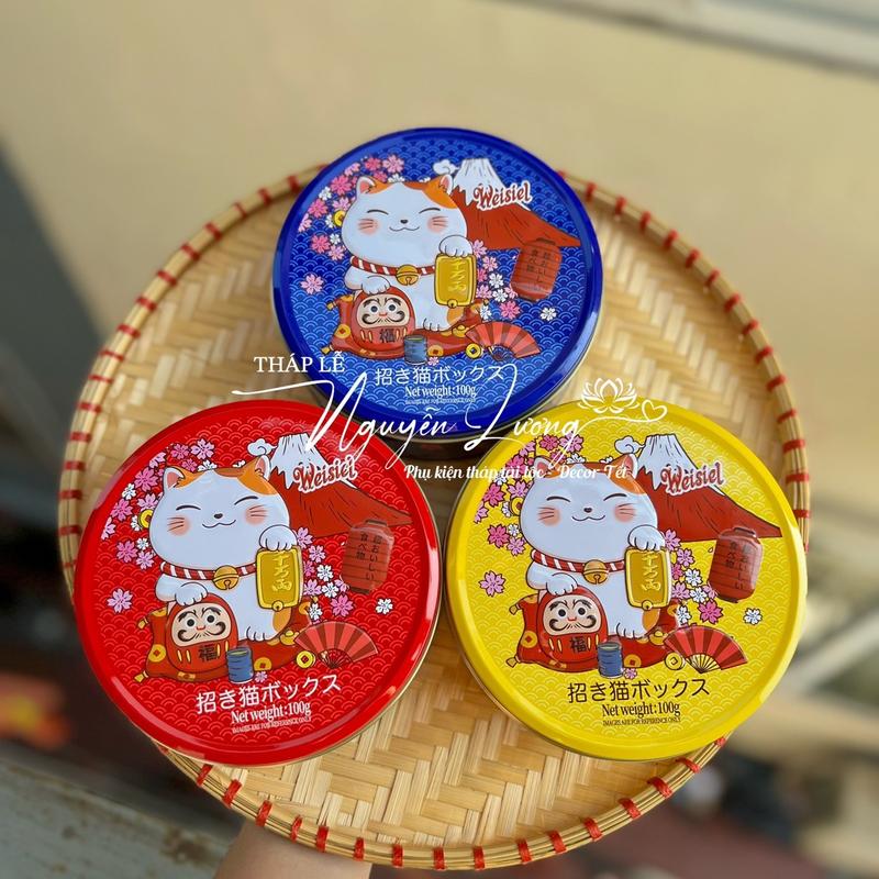 Hộp Bánh Quy Mèo Thần Tài Hộp Thiếc  2025 ( gồm cả bánh)