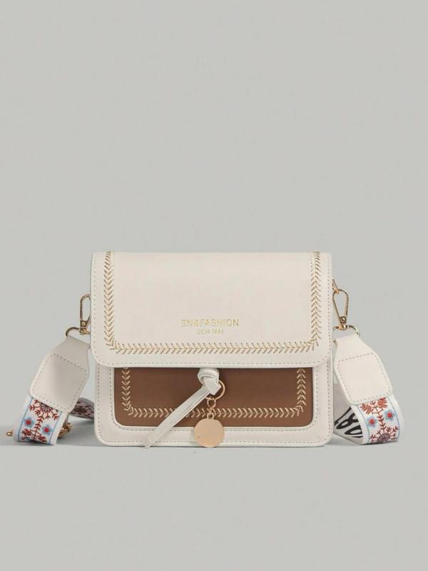 Fashion Colorblock Flap Square Bag, Casual PU Leather Crossbody Bag for Women, Trendy Versatile High-quality Daily Commuting Bag Designer Bags 5