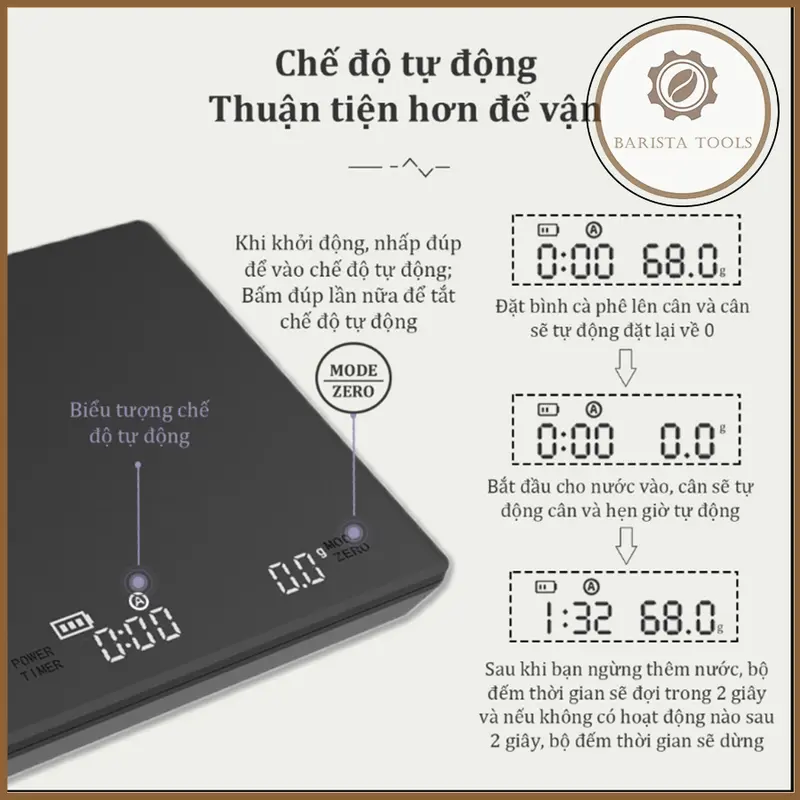 Cân cà phê điện tử màn cảm ứng thông minh  3kg/0.1g | Scale Coffee 4