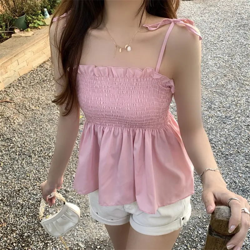 COD- Tanktop Wanita Kerutan Sifon Motif Tali ikat (T293) / Tanktop Wanita Terbaru 4