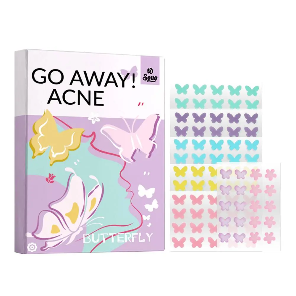 120pcs Pimple Patches Light And Comfortable Covering Acne Stickers PE Butterfly Series Colored Acne Stickers