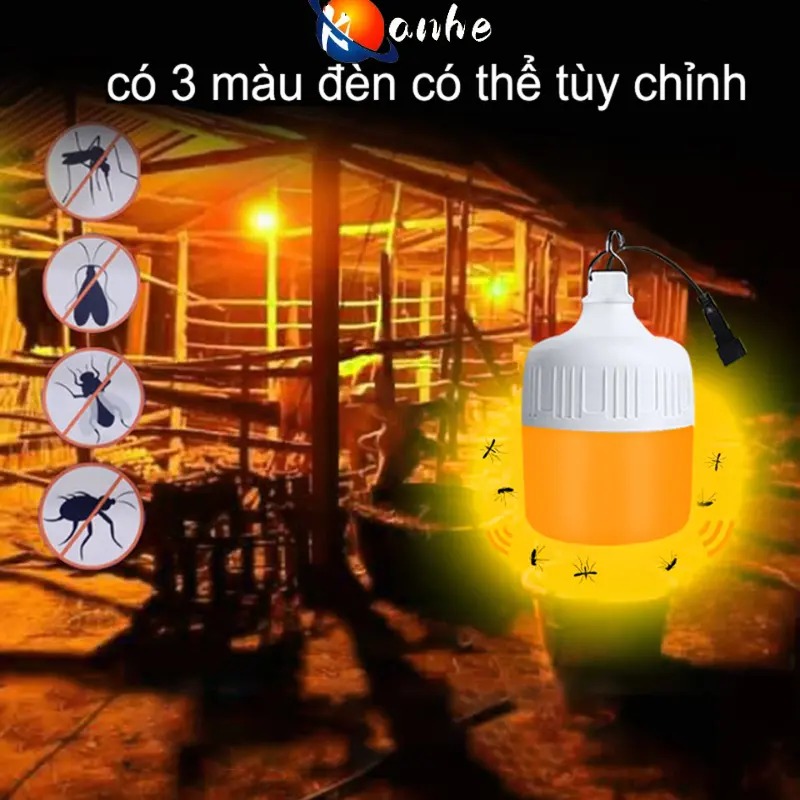 Bóng đèn năng lượng mặt trời 3 màu sắc chống nước trong nhà ngoài trời 50W 1000W 1