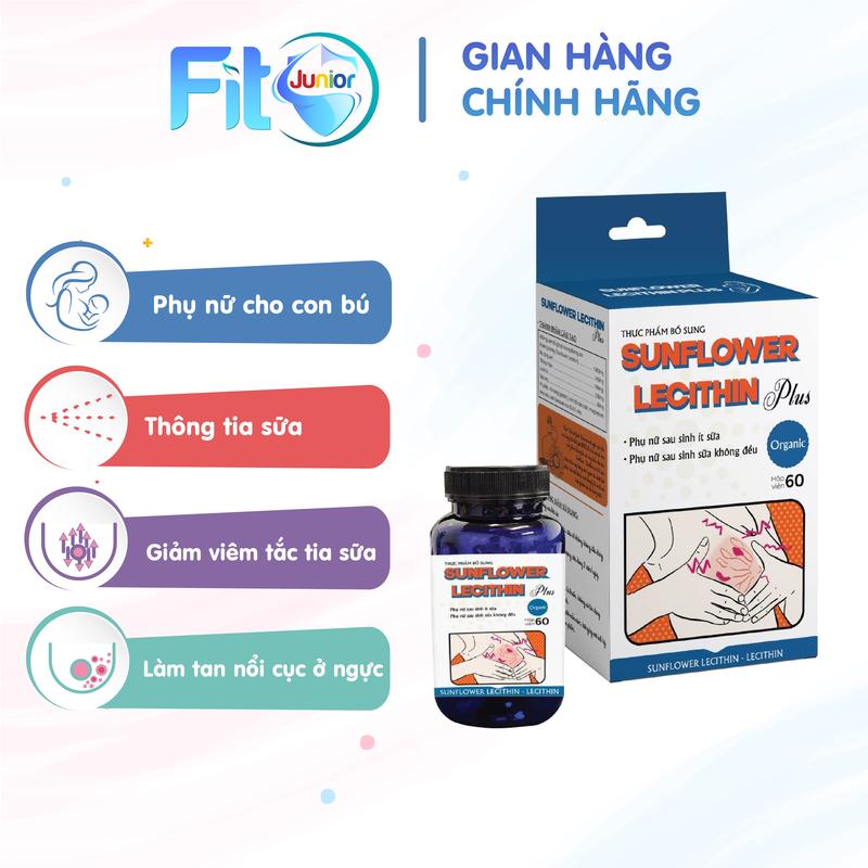 Fito Junior Viên Uống Thông Tia Sữa Giảm Viêm Tắc Sunflower Lecithin Plus 60 Viên 1