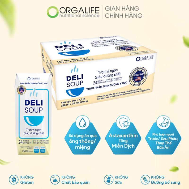 Thùng thực phẩm dinh dưỡng Orgalife Delisoup thùng 30 hộp - bữa ăn thay thế bổ sung dinh dưỡng, giúp người bệnh phục hồi nhanh