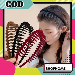 SHOPHOME - Bando Sirkam Rambut Cantik bahan Beludru Bondu Fashion Korea Dewasa Elastis BND29 Anak Wanita Headbands Plastik Headbands Plastik