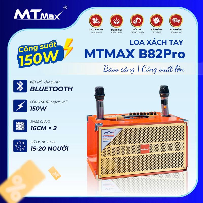 Loa Xách Tay Karaoke Mini B82 PRO,Hệ thống 8 nút chỉnh BASS, TREBLE, ECHO, DELAY,Trang Bị 2 Bass Đôi 16 Cho Ra Tiếng Bass Chắc Khỏe,Đi Kèm 2 Micro Karaoke Hát Nhẹ Vang Sâu Thiết Kế Hiện Đại, Đa Dạng Kết Nối Điện Thoại, Tivi, Laptop, Máy Tính Bảng