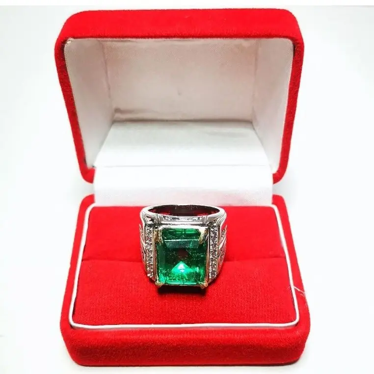 CINCIN HADIAH PRIA + FREE KOTAK BATU PERMATA ZAMBRUD COLOMBIA ASLI / CHATAM