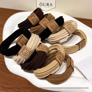 Kunciran Ikat Rambut Bear Tag Ponytail Karet Scrunchie Anak Wanita Korean Style Ikat Cepol Rambut
