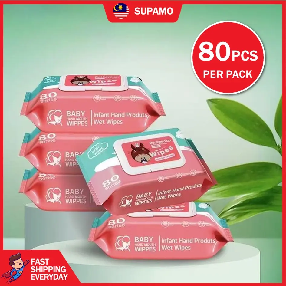 SUPAMO Non Alcohol Baby Wet Wipes Baby Wipe Baby Wet Tissue Tisu Basah Bayi Tissue Basah Alchohol Free Fragrance Free