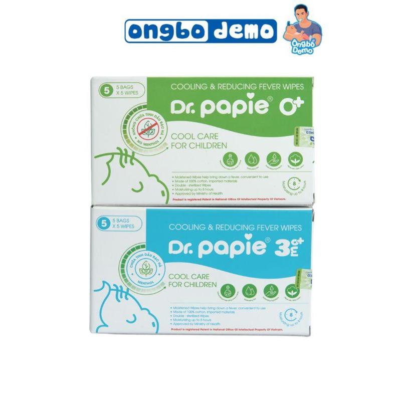 Khăn Lau Hạ Sốt Dr Papie - Hộp 25 Chiếc