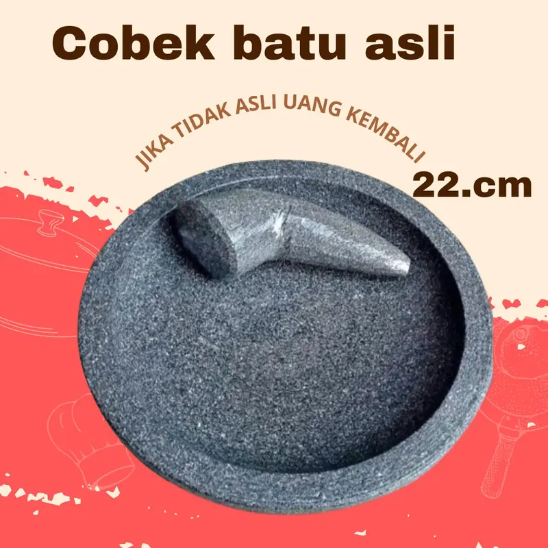 Cobek batu asli 1 set ukuran 22.cm cobek bubut 0